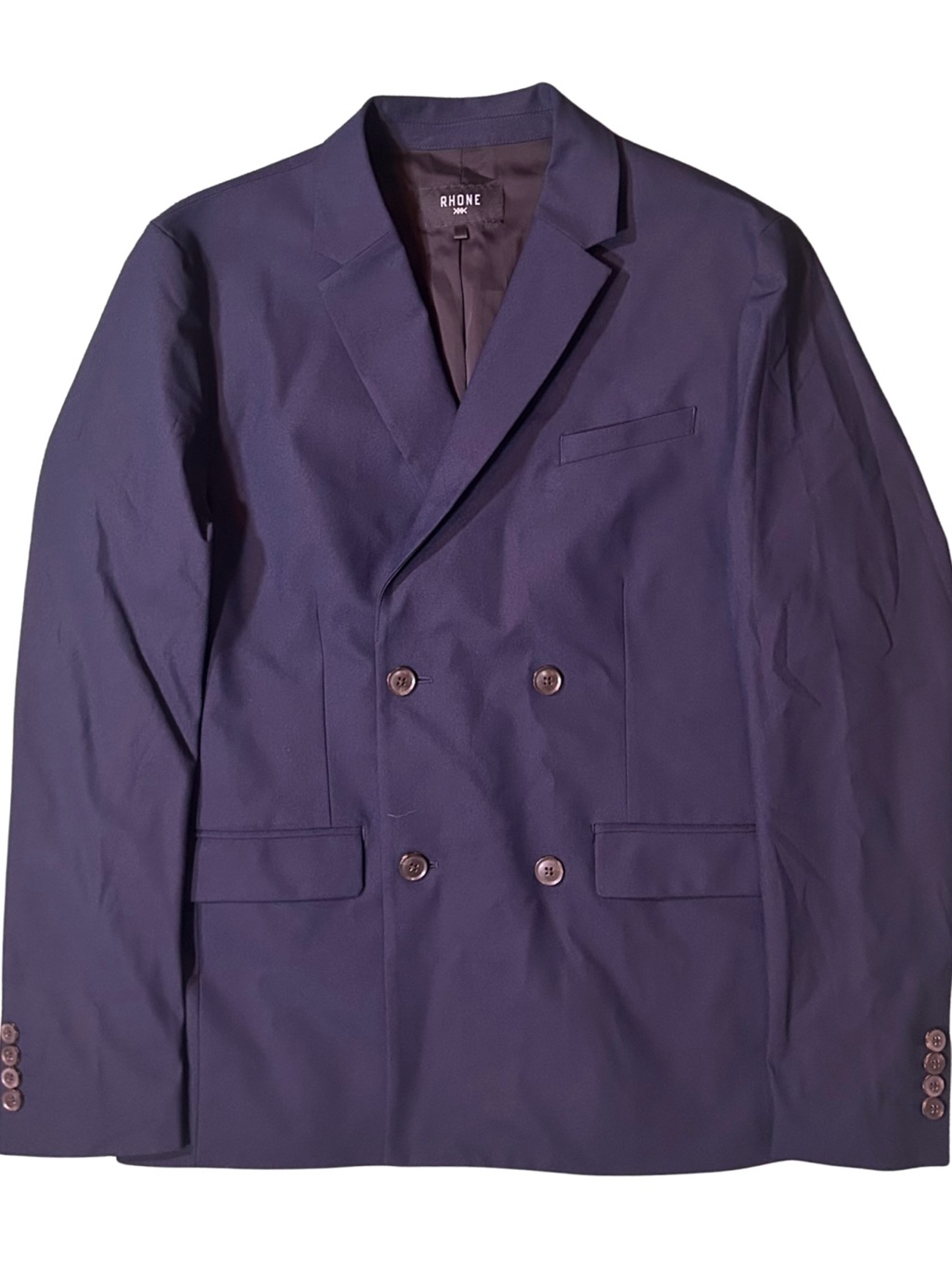 Rhone Navy Blue Commuter Double Breasted Blazer Sport Coat Suit Jacket Nwot M